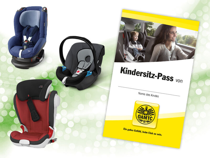 Kindersitzpass, ein Informationsdokument, das die Sicherheitsmerkmale und die korrekte Verwendung des Kindersitzes dokumentiert